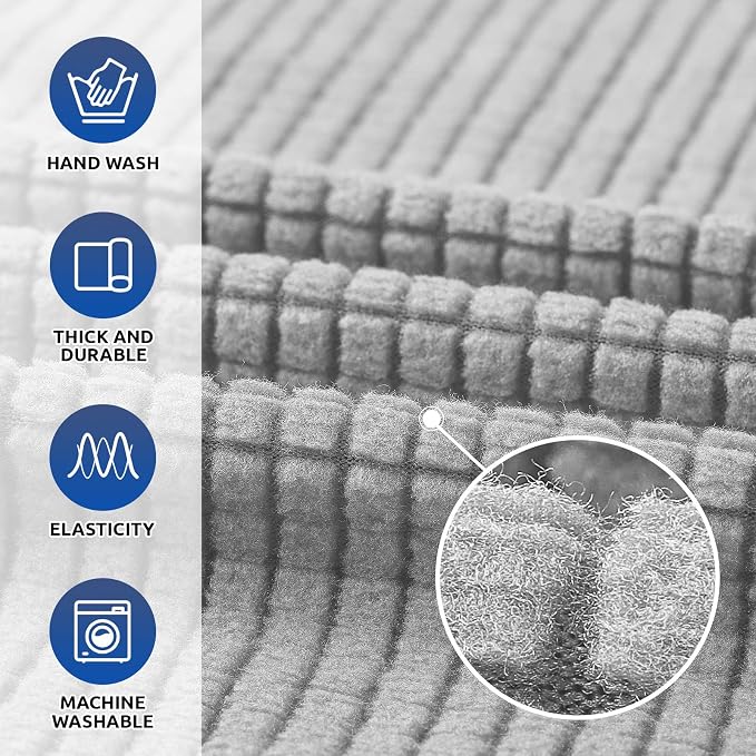 Stretch Oversized Couch Covers for Sofa Slipcover,Silver | 1-Piece Washable Sofa Cover (94"-110") 4-Seater Furniture Protector, Soft Jacquard Non-Slip Elastic Bottom for Dogs & Kids