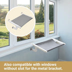 Cat Window Perch, Cat Hammock Window Seat with Sturdy Metal Frame for Large Cats and Kittens, Easy to Adjust for Windows & Bedsides, No Suction Cup No Drilling
