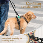 rabbitgoo Dog Harness, No Pull for Large Dogs with 2 Leash Clips, Pet Vest | No Choke with Handle, Adjustable Soft Padded, Reflective, Easy Control for Walking, Beige Plaid, X-Large