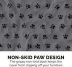 Furhaven Waterproof & Non-Slip Large Sofa/Couch Cover Protector for Dogs, Cats, & Children - Quilted Paw Print Living Room Furniture Cover - Gray, Large Sofa