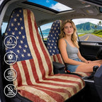 ZIMABLUE 2 Pack American Flag Waterproof Towel Car Seat Covers, Sweatproof Non-Slip Seat Protector, Machine Washable Universal Front Bucket Seat Covers for Cars, SUVs, Gym, Beach, Sports & Pets