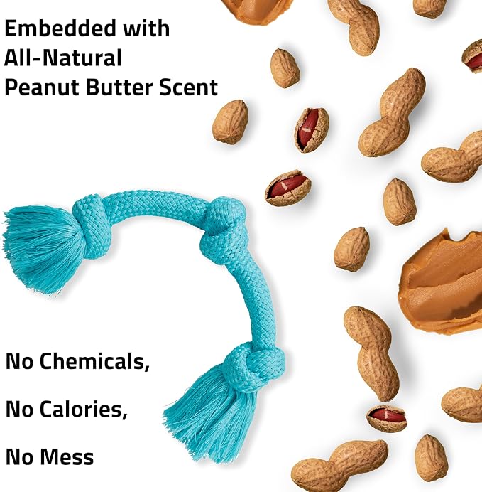 Playology Dog Toys | Dri-Tech Rope Tug of War Dog Toy for Tough Chewers | Peanut Butter Scented Jumbo Tug Rope Toys for Large Dogs