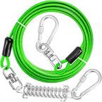 jenico Dog Tie Out Cable, 10/15/20/30/40/50/70/100/150FT Runner Cable with Swivel Hook and Shock Spring, Dog Leash Run Tether for Yard Outdoor and Camping,for Small to Medium Pets Up to 500 LBS