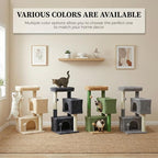 Small Cat Tree for Kittens, 32 in Cat Tower with 2 Cozy Condos | Multi-Level Cat Tree with Scratching Posts, Soft Padded Perch, 2 Dangling Toys