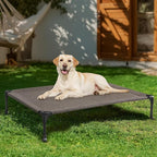 Veehoo Outdoor Elevated Dog Bed Large Sized Dogs, Cooling Raised Dog Cots | Off-ground training platform, portable camping hammock, breathable mesh, easy to clean, no-tool setup, 42"x30", Brown