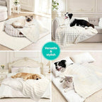 Dog Blankets Washable Pet Blanket - Fluffy Fuzzy Cat Puppy Blanket with Premium 300GSM 3D Fleece Bubble for Pet Kitten Doggy, Cream, 30x40IN