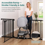Cumbor Extra Wide Baby Gate, 36.6-69" Walk-Through Dog Gate Black | Auto-Close & Dual Lock Pet Gates for Stairs, Doorways & Hallways, 30.5" Tall Easy Install Pressure-Mounted Safety Gate Indoor