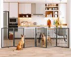 Vantas 120" x 32" Foldable Freestanding Extra Wide Dog Gate with Door,Black | Pet Gate for Stairs and Doorways, Renter Friendly No Drill, Indoor Pet Fence Extra Wide, Easy Storage, With Support Feet