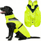 Waterproof Dog Rain Coat, Reflective Safety Strips & Leash Hole – Lightweight Adjustable Jacket for Medium Breeds - M, Yellow