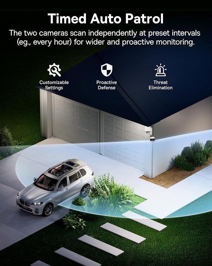 Baseus X1 Pro 3K Dual-Lens AI Solar Camera Outdoor Wireless, No Monthly Fee | 300° AI Tracking, 150-day Battery, IP65, Local Storage up to 512GB, AES+RSA, Color Night Vision, 8x Zoom, Privacy Zones