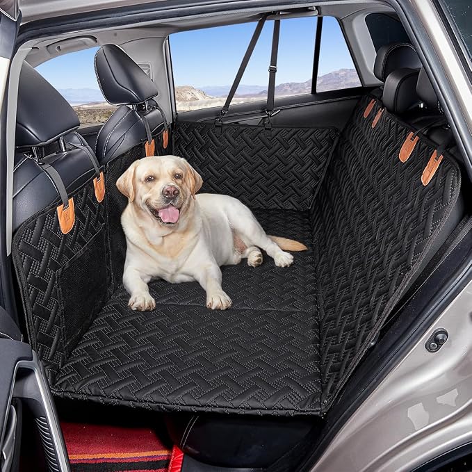 MAXFUT Dog Back Seat Extender,Backseat Pet Cover for Dogs,Rear Dog Car Seat Cover for Back Seat,Hard Bottom Car Seat Cover for Dogs, Dog Hammock for Car