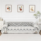 MYSKY HOME Sectional Couch Cover Grey Boho Geometric Sofa Covers for Sectional Sofa L Shape Chenille Couch Protector for Dogs Pets Couch Throw Cover Washable Durable for Home Decor, 71" X118"