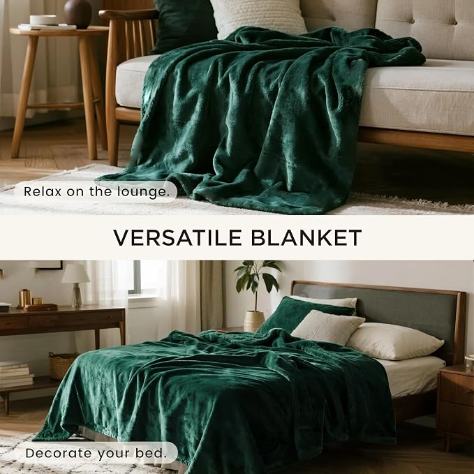 gogobunny Waterproof Bed Blanket, Reversible Sherpa Fleece Throw Blanket for Dog Puppy Cat, Furniture Cover Protects Bed Couch Sofa from Liquid Pee and Pet Fur (Forest Green, 90x90 inches)