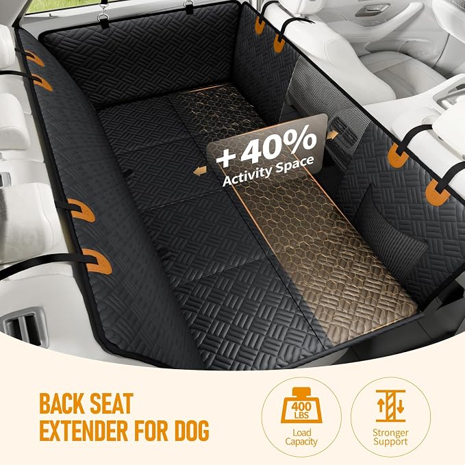 PROZAR Dog Car Seat Cover for Back Seat, Hard Bottom Back Seat Extender, Back Seat Pet Cover for Dogs - Supports 400lbs, Waterproof Heavy Duty Scratch Dog Hammock for Compact Cars/SUVs, 51in | Back Seat Pet Cover for Dogs - Supports 400lbs, Waterproof ...