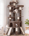 Cat Tree, 81.1" Tall Heavy Duty Cat Tower for Large Cats VCT032BW | Cat Furniture with 3 Wide Platforms, Diamond-Shaped Condo 2 Sisal Scratchers, Hammock & Stable Base, Leopard Print