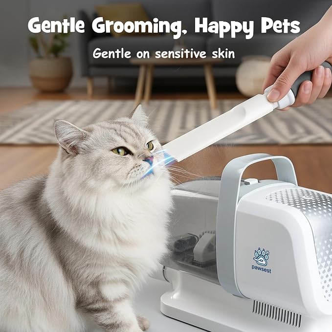 7-in-1 Dog & Cat Grooming Vacuum - Stop Fur & Anxiety at Grooming Time - with Quiet Dog Nail Grinder, Deshedding Dog Brush & Dog Hair Trimmer, Pet Hair Vacuum, 2L Dustbin
