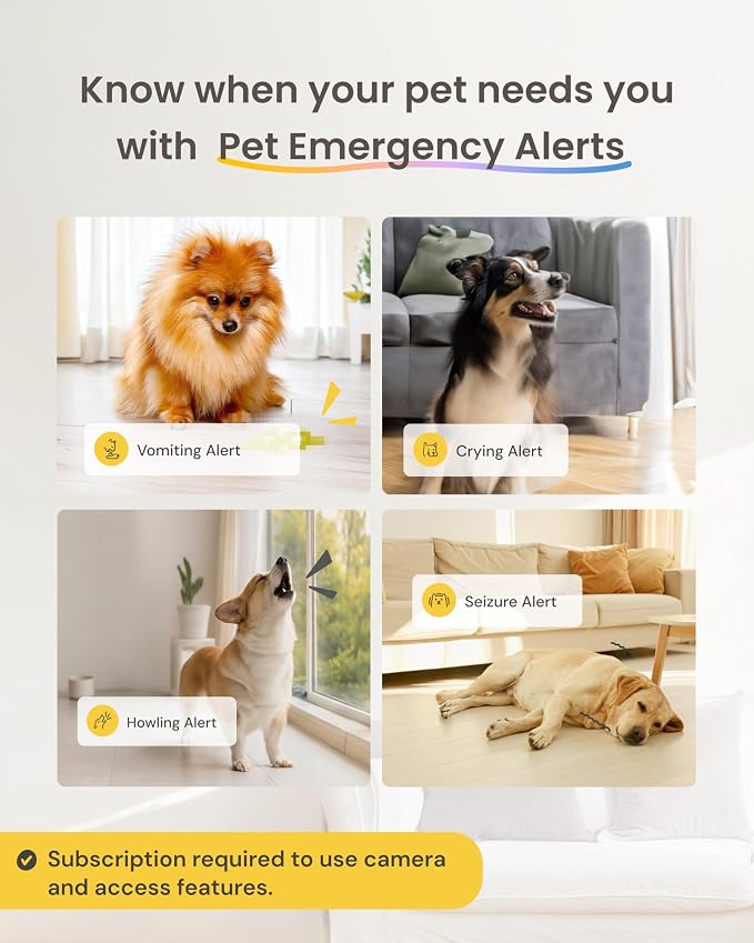 Furbo 360° Dog Camera [Paid Plan Required to Activate] | Stay connected with AI Dog & Home Safety Alerts, Treat Toss, Auto-Tracking, Video History, 2-Way Audio (Subscription 3mo min)