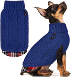 KYEESE Dog Sweater Turtleneck Thick Knit Pullover for Cold Weather | Stretchy Fit, Lightweight & Warm, Cozy Knit Comfort, Classic Plaid Design, Gentle on Sensitive Skin, Comfortable Daily Wear