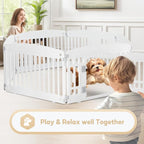 Simple Deluxe Dog Playpen, 24" Exercise 6-Panel Pet Playpen with Door, Safe and Secure, Folding and Portable Puppy Playpen for Puppies and Small Dogs, White