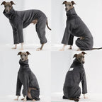 D Doggy Star Italian Greyhound Clothes Sweater Fleece Basic Onesie Whippet for Dog Turtleneck Outfits Coat (3XL,FLCE Charcoal)