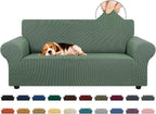 Loveseat Couch Cover, 2 Cushion Couch Slipcover,Greyish Green | 1-Piece Stretch Sofa Cover Pet Friendly (55"-78") Furniture Protector Soft Jacquard, Elastic Bottom for Dogs & Kids