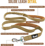 Lukovee No Pull Dog Harness and Leash Set - Adjustable Soft Padded Vest with Front Clip for Easy Control, Reflective Durable Harness for Safe Daily Training Walking for Medium Large Dogs (S, Tan)