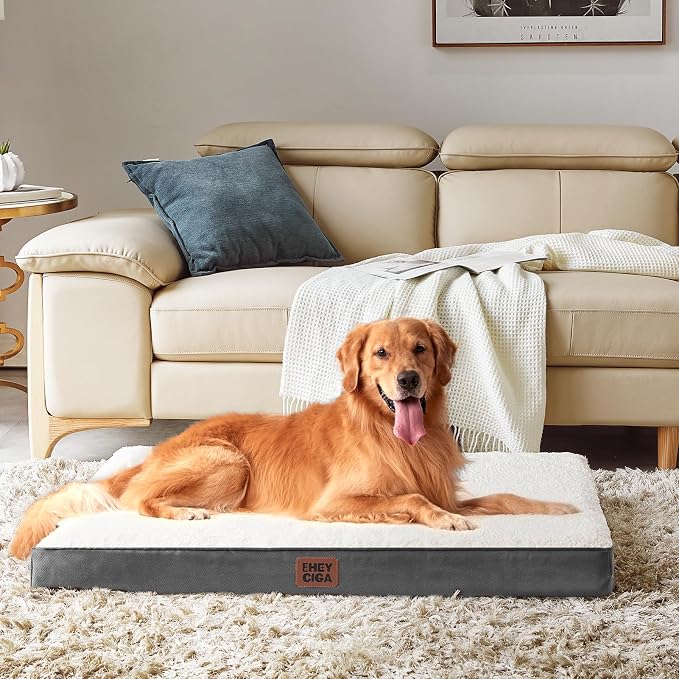 EHEYCIGA Orthopedic Dog Beds, Egg Crate Dog Bed Pet Mat with Washable Removable Cover, All Size Dogs | Egg Crate Foam Support,Durable Oxford fabric,Non-Slip Bottom,Machine Washable,Soft Waterproof Plush Pet Bed Mat For Crate