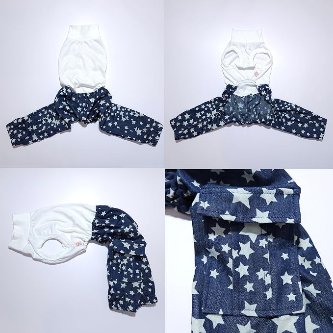 D Doggy Star Italian Greyhound Clothes Cargo Pants Onesie Outfit Whippet for Dog Coat (M,DNM Star Cargo)