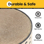 Conlun Oval Cat Scratcher Bed | Scratching Bowl Lounge for Kittens | Medium | Corrugated Cardboard Pad | Concave Shape | No Mess Enclosed Base | Serves as Couch Furniture Protector