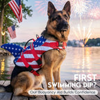 ASENKU Dog Life Jacket - Pet Safety Vest for Swimming & Boating, Shark Life Jacket with Floatation, Dog Lifesavers Swimsuits for Small Medium Large Dogs (RedFlag, L)