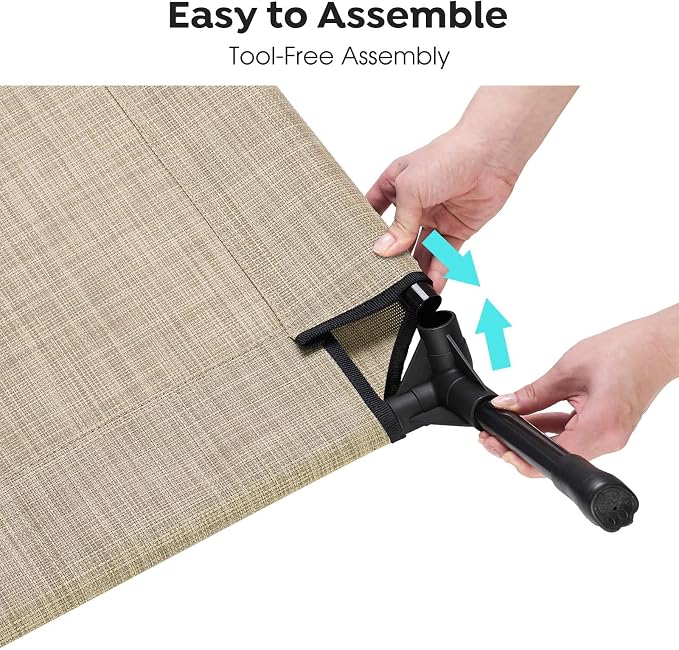 Veehoo Outdoor Elevated Dog Bed Large Sized Dogs, Cooling Raised Dog Cots | Off-ground training platform, portable camping hammock, breathable mesh, easy to clean, no-tool setup, 45"x33", Beige Coffee