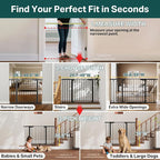 Cumbor 29.7-51.5 in Extra Wide Baby Gate for Stairs, Dog Gate Indoor Black | Mom's Choice Awards Winner, Auto Close with Double Lock for Doorways, Child Gate for Toddlers & Pets, Pressure Mounted