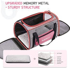 BurgeonNest Cat Carriers for Medium Puppy Under 25 lbs, Pet Carrier for Cats with Unique Side Bag,Top Load Small Pet Bag Soft-Sided Escape Proof with 4 Ventilated Windows | Soft sided pink cat carrier with mesh windows, ventilation and storage pocket f...