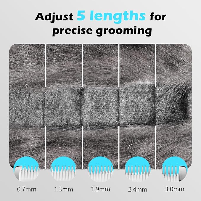 Cat Clippers for Grooming with 5-in-1 Blade Cat Grooming Kit | Cordless Rechargeable Hair Trimmer Detachable Stainless Steel Blade Pet Shaver for Small Kitty Paw Face Head Body
