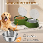 Newget 304 Stainless Steel Dog Bowl Set with Lids, 24oz Foldable Pet Dishes | Dual Food & Water Pet Bowl, Anti-Skid, Keeps Food Fresh, Easy to Install, for Small - Large Dogs/Cats - Indoor & Outdoor Use