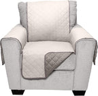 Furhaven Water-Resistant & Reversible Chair Cover Protector for Dogs, Cats, & Children - Two-Tone Pinsonic Quilted Living Room Furniture Cover - Gray/Mist, Chair