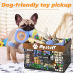 Dog Toy Bin Toy Basket Metal Storage Box with Handles Dog Organizer Chew-Proof Dog Toy Box Blankets Leashes Chest Puppy Dog Toy Storage Wood Metal Container Home Decor Pet Toys Dog Cat