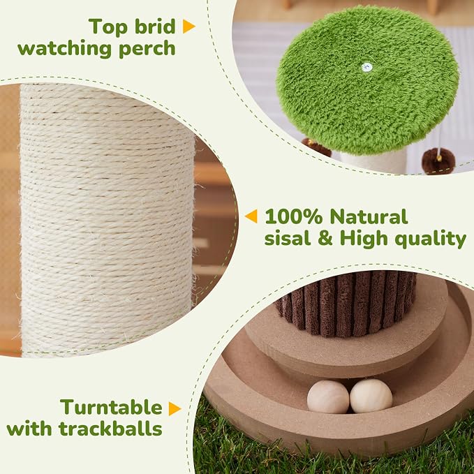 Woochpet 34" Tall Cat Scratching Posts,Heavy Duty and Thicker Cat Scratcher | Protect Furniture,Modern Boho Cat Post,For Indoor Cats,Interactive Cat Toys