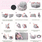 X-ZONE PET Portable Catio Playground, Outdoor Cat Enclosure, Enclosed Tent Playpen Tunnel for Indoor Cats & Small Animals, with Bag Storage 45 Inch Pink