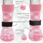 EXPAWLORER Dog Socks to Prevent Licking Paws, Dog Shoes for Hot Pavement, Anti Slip Dog Booties for Hardwood Floors, Dog Boots & Paw Protectors for Small Medium Large Senior Dogs, Pink XS