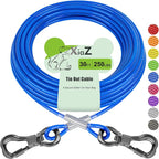 XiaZ Dog Tie Out Cable, Heavy Duty Dog Chains for Outside with Lockable Hook, Pet Runner Cable Leads for Yard, Dogs Line Tether for Small Medium Dogs Up to 250 LBS (30FT, Blue)