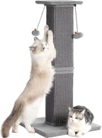Tall Cat Scratching Post 33” Heavy Duty Sisal Scratcher Post | Modern Cat Scratching Post with Heavy Duty Base for Sturdy, Large 33" Vertical Sisal Rope Post & 2 Cat Toy Balls for Cat-Gray