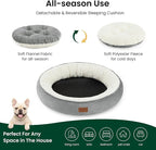 Love's cabin Round Donut Cat and Dog Cushion Bed, 30in Pet Bed for Medium or Large Dogs, Anti-Slip & Water-Resistant Bottom, Soft Durable Fabric Pet Beds, Washable Calming Cat Bed, Light Grey
