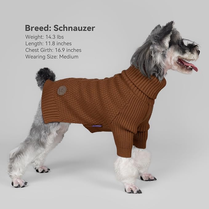 cyeollo Dog Sweater Long Sleeve Knitted Turtleneck Pullover Warm Clothes | Ultra Soft Warm Knit, Full Coverage, 4-Way Stretch for Easy Movement, Easy On & Off, Winter Daily Wear for Small Dogs