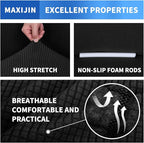 MAXIJIN Super Stretch Couch Cover for 3 Cushion Couch, 1-Piece Universal Sofa Covers Living Room Jacquard Spandex Furniture Protector Dogs Pet Friendly Fitted (Large, Black)