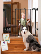 Babelio Baby Gate for Stairs, Kitchen & Doorways, No Bottom Bar| Easy Installation| One-Handed Operation| Auto-Close| Hardware Mount (Drill Needed) Safety Dog Gate (White - B17, 29-49" W, 28" H) | Easy Install| One-handed Opening| Auto-close| Drill Nee...
