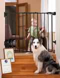 Babelio No Bottom Bar Baby Gate, 28" H x 26-43" W, Black | Easy Install| One-handed Opening| Auto-close| Drill Needed Indoor Safety Dog/Pet Gate for Stairs, Hallways & Doorways