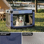 Gardner Pet Soft Collapsible Dog Crate - 30 Inch Portable Travel Dog Crate for Small/Medium Dogs Indoor & Outdoor, 3-Door Pet Crate with Durable Mesh Windows & Storage Bag, Blue