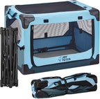 JOYTUTUS Collapsible Dog Crate, 26 Inch Portable Pet Crate for Car, Travel Dog Kennel Foldable Dog Crate for Medium Dog 44lbs, Soft Cat Carrier Fit for Indoor & Outdoor/Car Back Seat/Trunk (Blue)