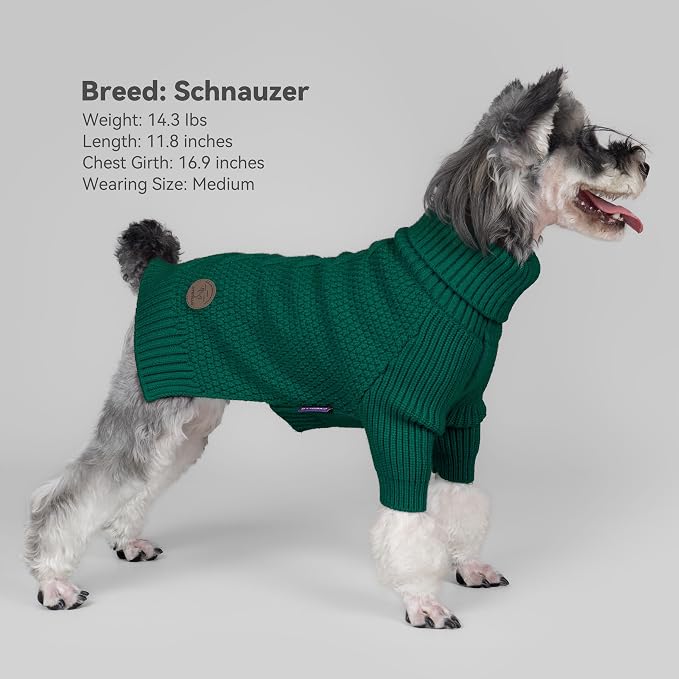 cyeollo Dog Sweater Long Sleeve Knitted Turtleneck Pullover Warm Clothes | Ultra Soft Warm Knit, Full Coverage, 4-Way Stretch for Easy Movement, Easy On & Off, Winter Daily Wear for Small Dogs